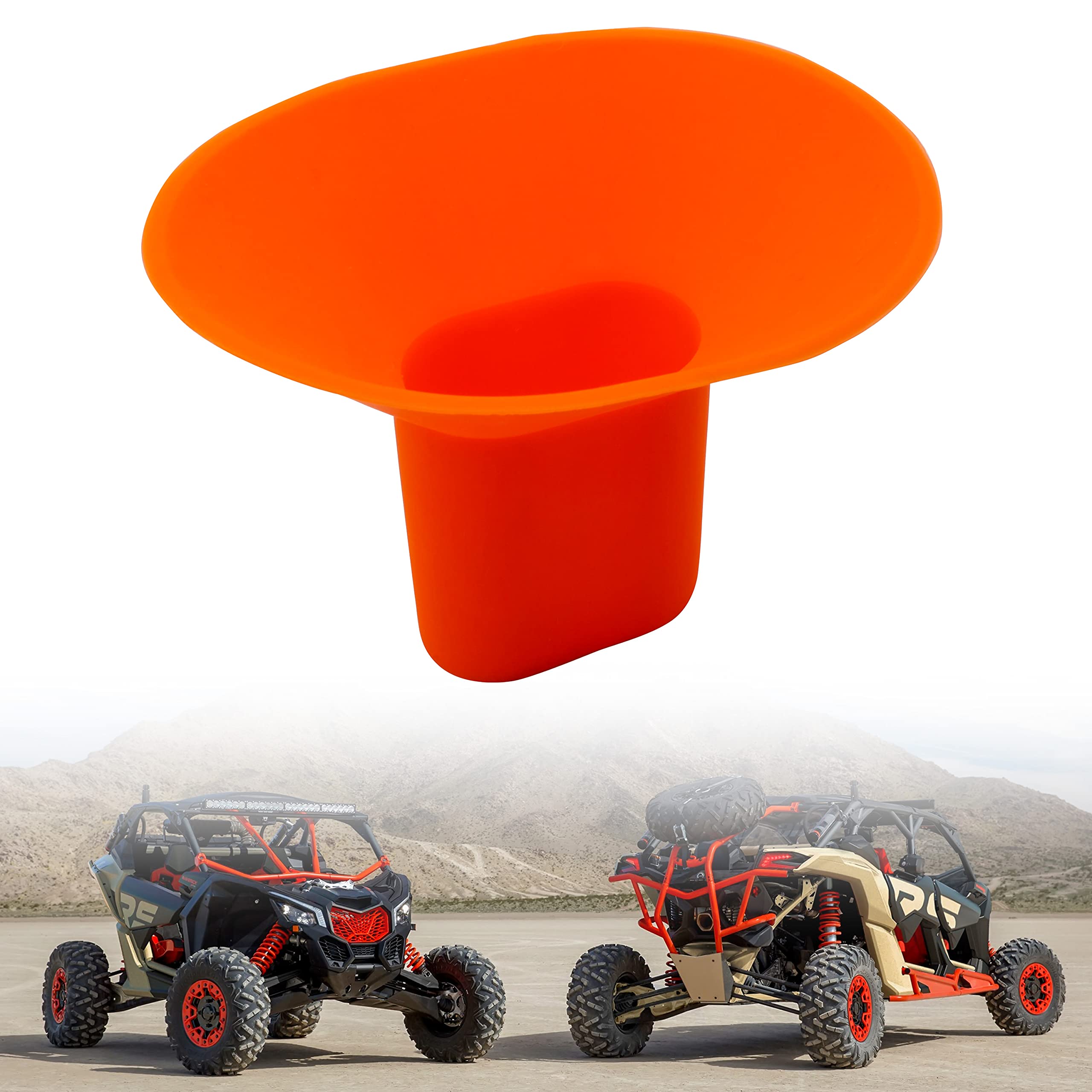 SAUTVS Orange Silicone Funnel for Can-Am UTVs Motorcycles, Cars, Boats and Trucks (1PCS)