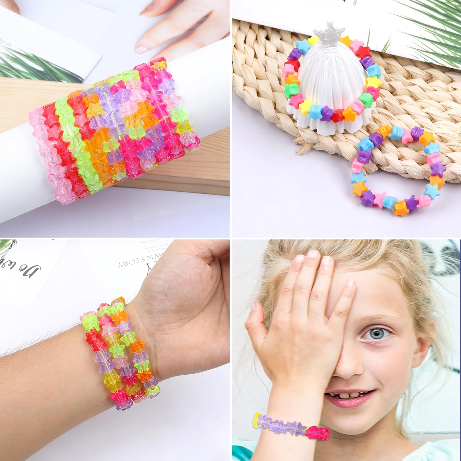 1000Pcs Glitter Pony Beads Shapes for Bracelet Star Beads for Friendship Bracelets Colourful Valentine's Day Beads for DIY Jewelry Making Bracelet Necklace Party Decoration Supplies - Image 6