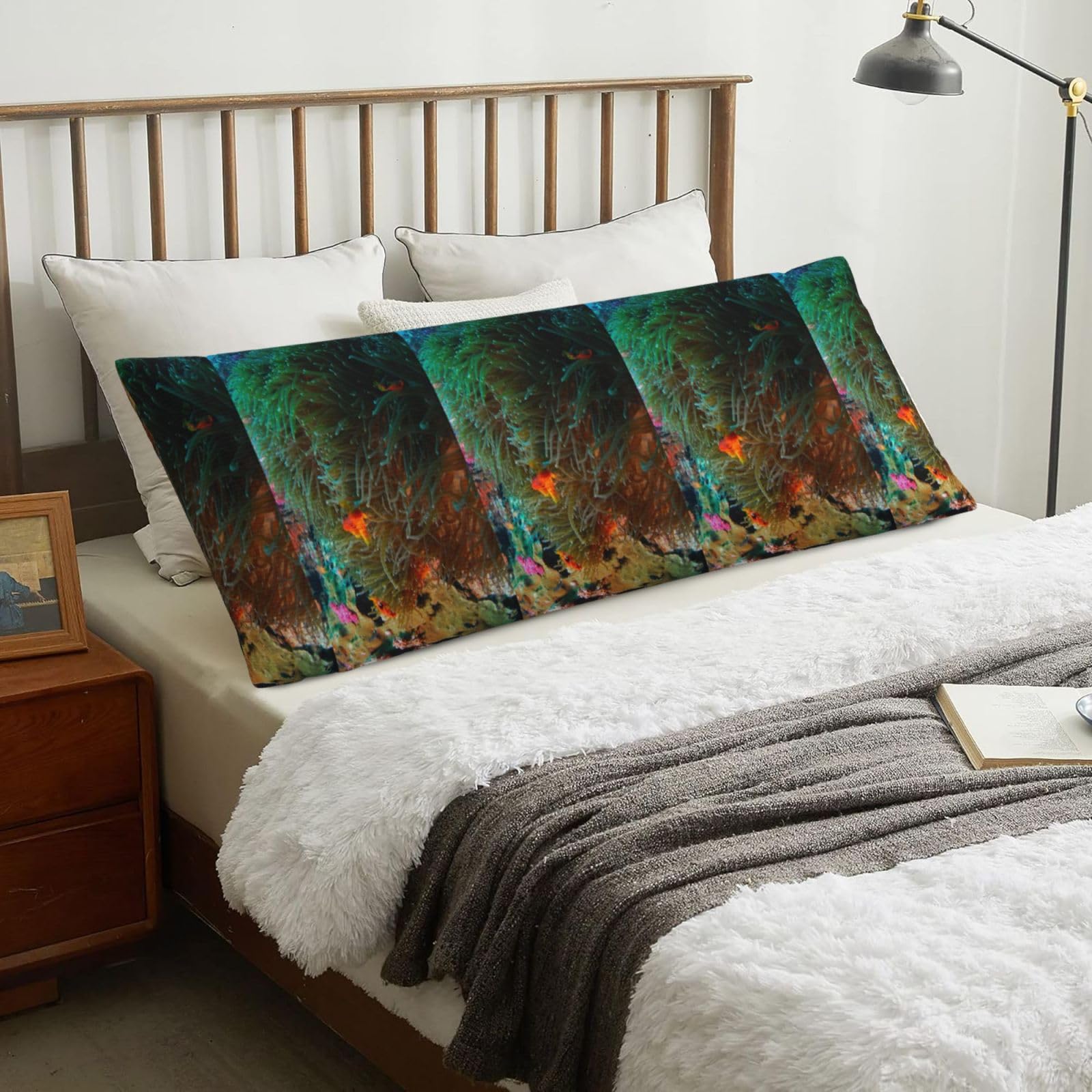 Coral And Fish Printe, Body Pillow Cover with Zipper,Long Body Pillowcase 20 x 60 in