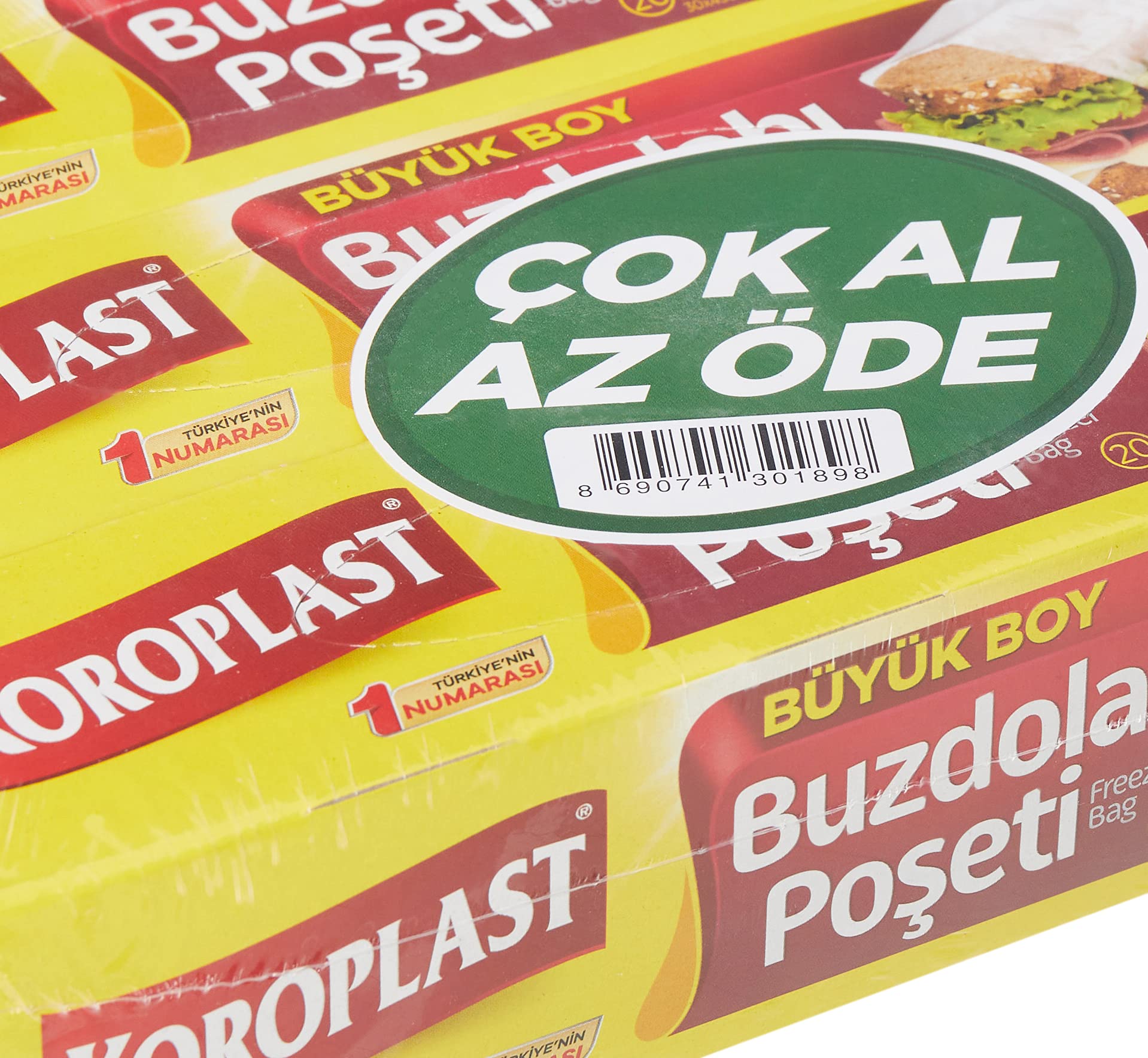 Koroplast 3'lü Çok Al Az Öde Ekonomik Paket Büyük Boy 60'lı Buzdolabı Poşeti, Sızdırmaz & BPA İçermez Gıda Saklama Torbası, Et, Tavuk, Balık, Sebze, Meyve, Çorba, Sos, Peynir, Kuruyemiş, Sandviç
