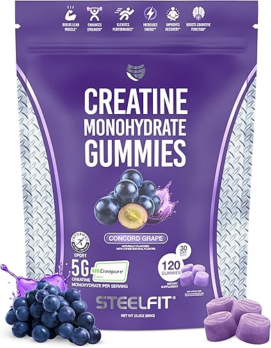 Miniatura 10 de SteelFit Creapure - Gomitas de monohidrato de creatina para hombres y mujeres, sandía jugosa, suplementos nutricionales para entrenamiento de