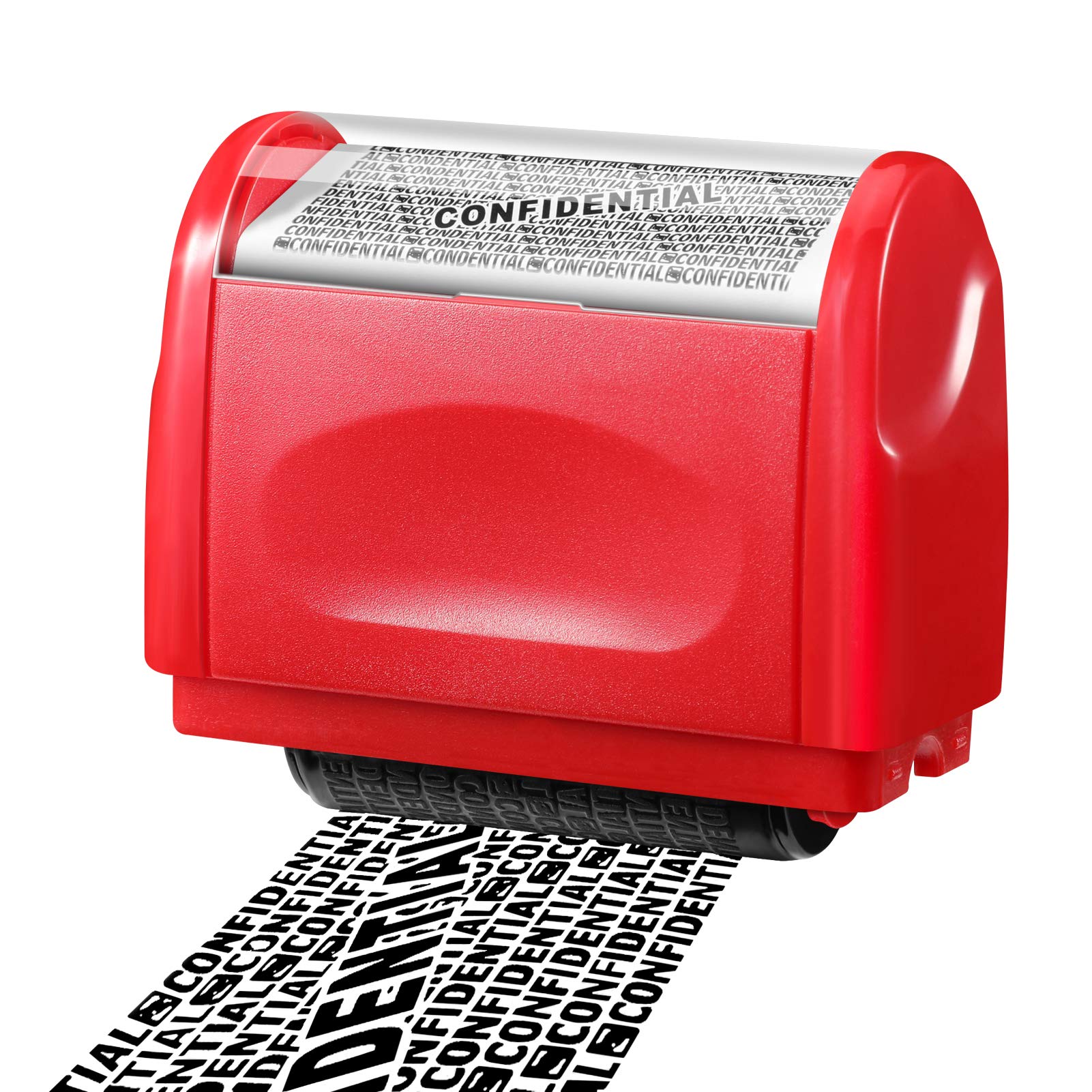 Identity Theft Protection Stamp Roller, Kenobee Self-Inking Wide Security Stamp Roller for Personal Information Blackout, Privacy Confidential and Address Blocker, Red