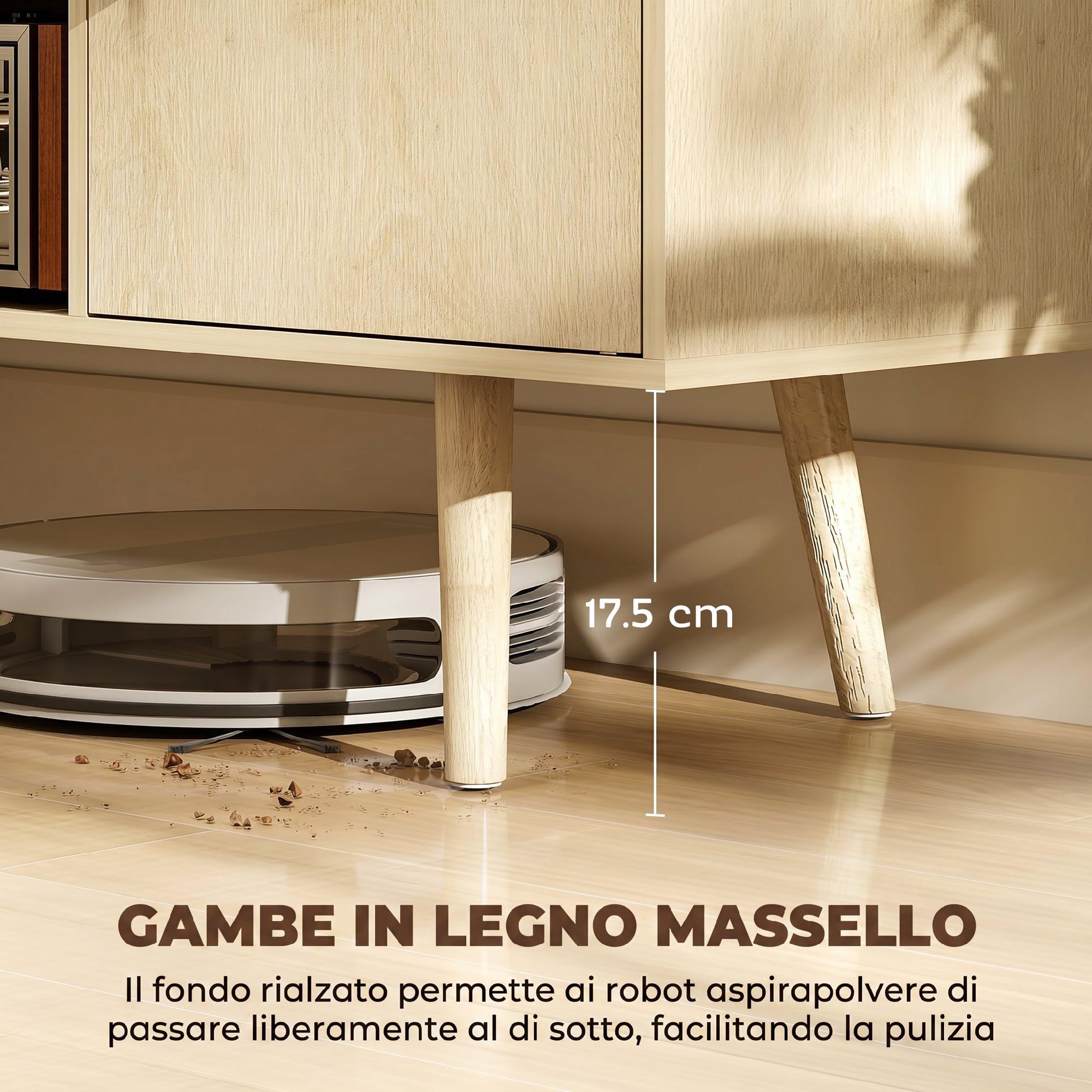 HOMCOM Mobile Porta TV Fino a 55" con 2 Armadietti con Ante Color Legno