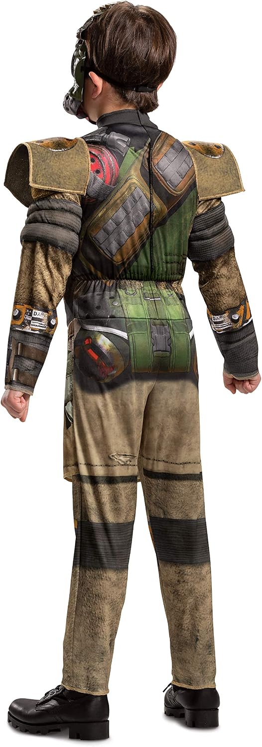 Disguise Apex Legends Bloodhound Costume, Video Game Inspired Muscle Padded Jumpsuit and Mask, Child Size Large (10-12)
