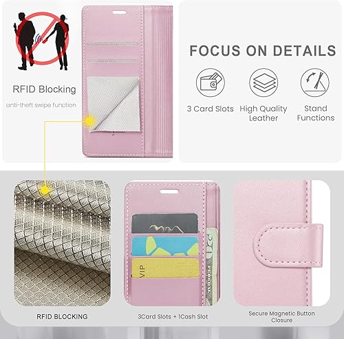 Miniatura 3 de FLIPALM Funda tipo cartera para Samsung Galaxy S22 con bloqueo RFID, soporte para tarjetas de crédito, de piel sintética, con función atril, funda