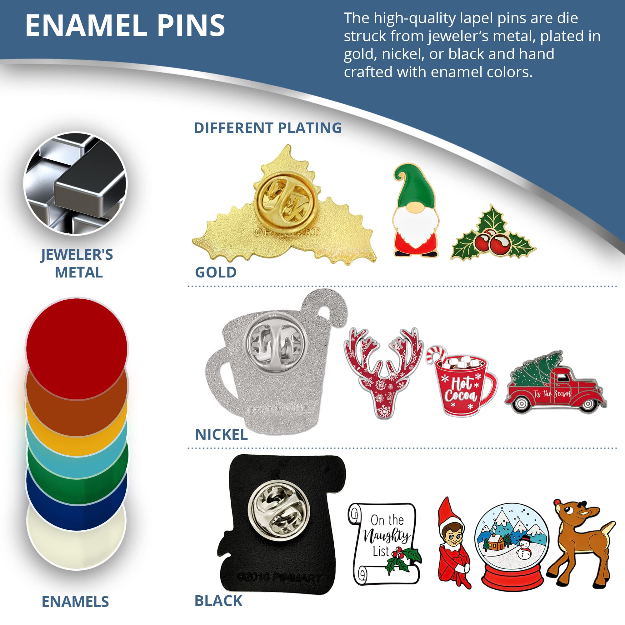 PinMart Świąteczna przypinka do klapy - świąteczny krasnal - biżuteria świąteczna dla kobiet i mężczyzn - przypinka świąteczna - pozłacana emaliowana przypinka z bezpiecznym sprzęgłem