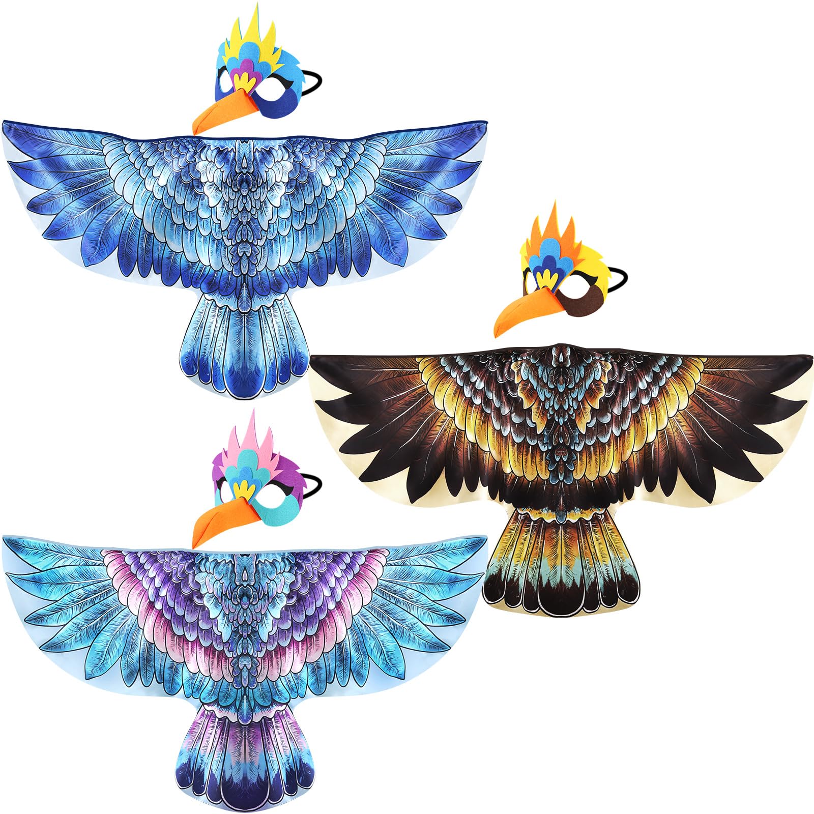 iROLEWIN Bird-Wings-Costume for Kids Eagle-Costume 3D Bird Masks Toddler Animal Dress-Up as Boys Girls Jungle Party Toys Gift