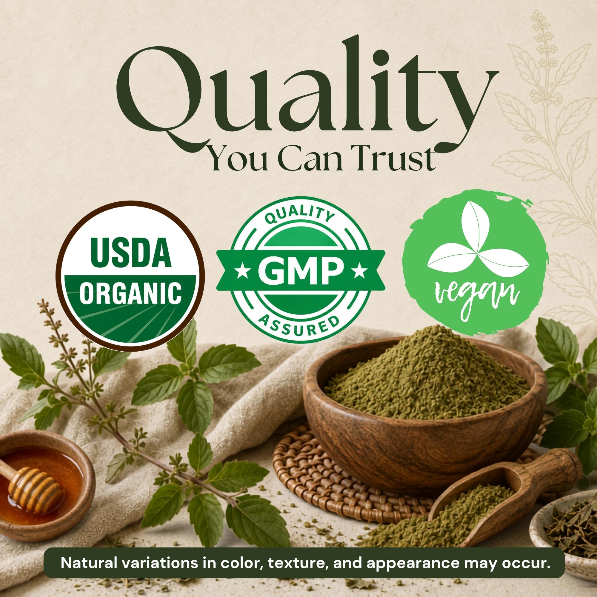 Vitamatic Certified USDA Organic Tulsi (Holy Basil) Powder – 1 Pound (16 Ounces) – Adaptogenic Herb for Stress, Immunity & Overall Wellness — Amazon image 8