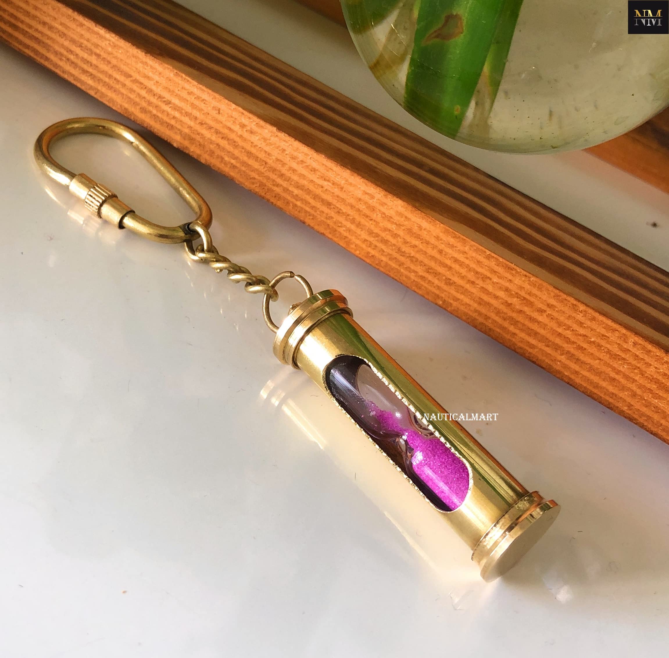 Hour Glass Sand Timer Keychain Nautical Maritime Vintage Brass Keychain Gift For Christmas, Birthday, Easter, NewYear, Graduation