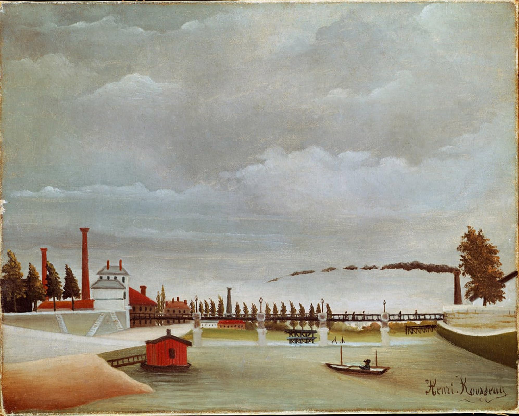 POSTERIIk Famous Modern Artwork Art Mural the Banks of the Seine by Henri J F Rousseau Oil Paintings Pictures for Home Decor 60x90cm