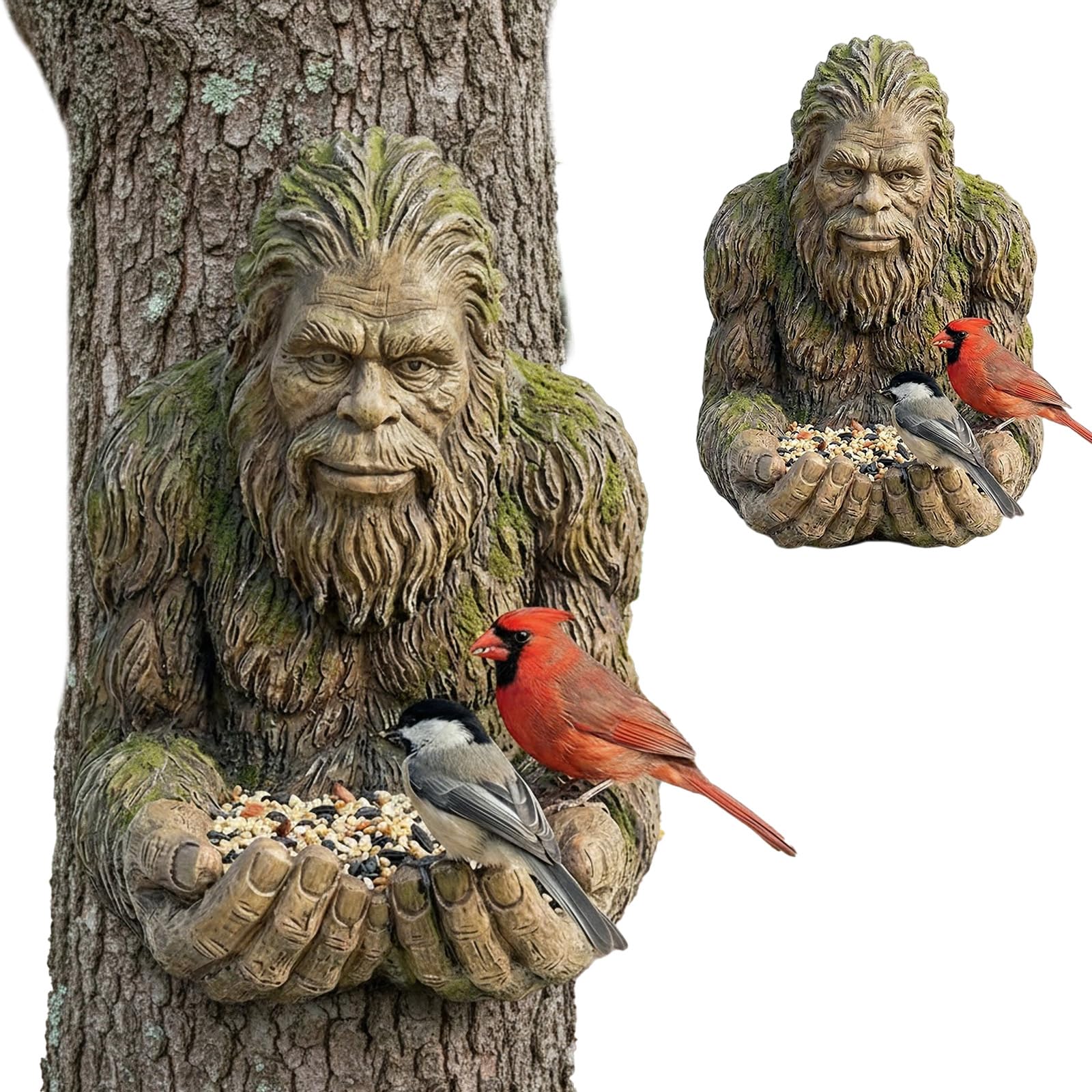 Himalaya - Scultura di assunzione di cibo per uccelli con foro nascosto decorazione da giardino in resina per balcone terrazza