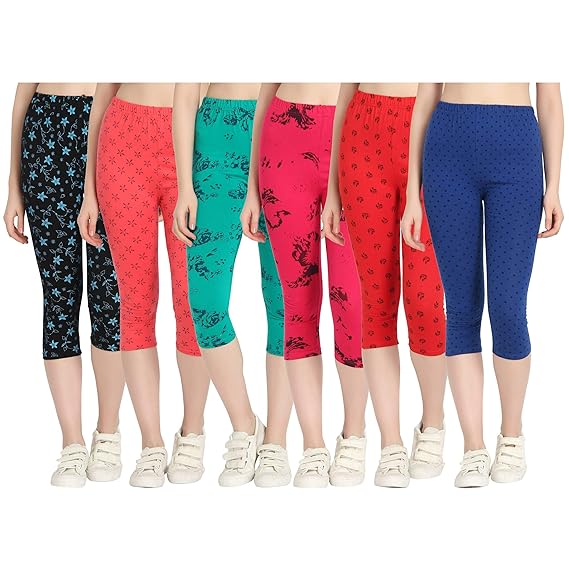 Printed Capri for Womens/Girl Pack of 6