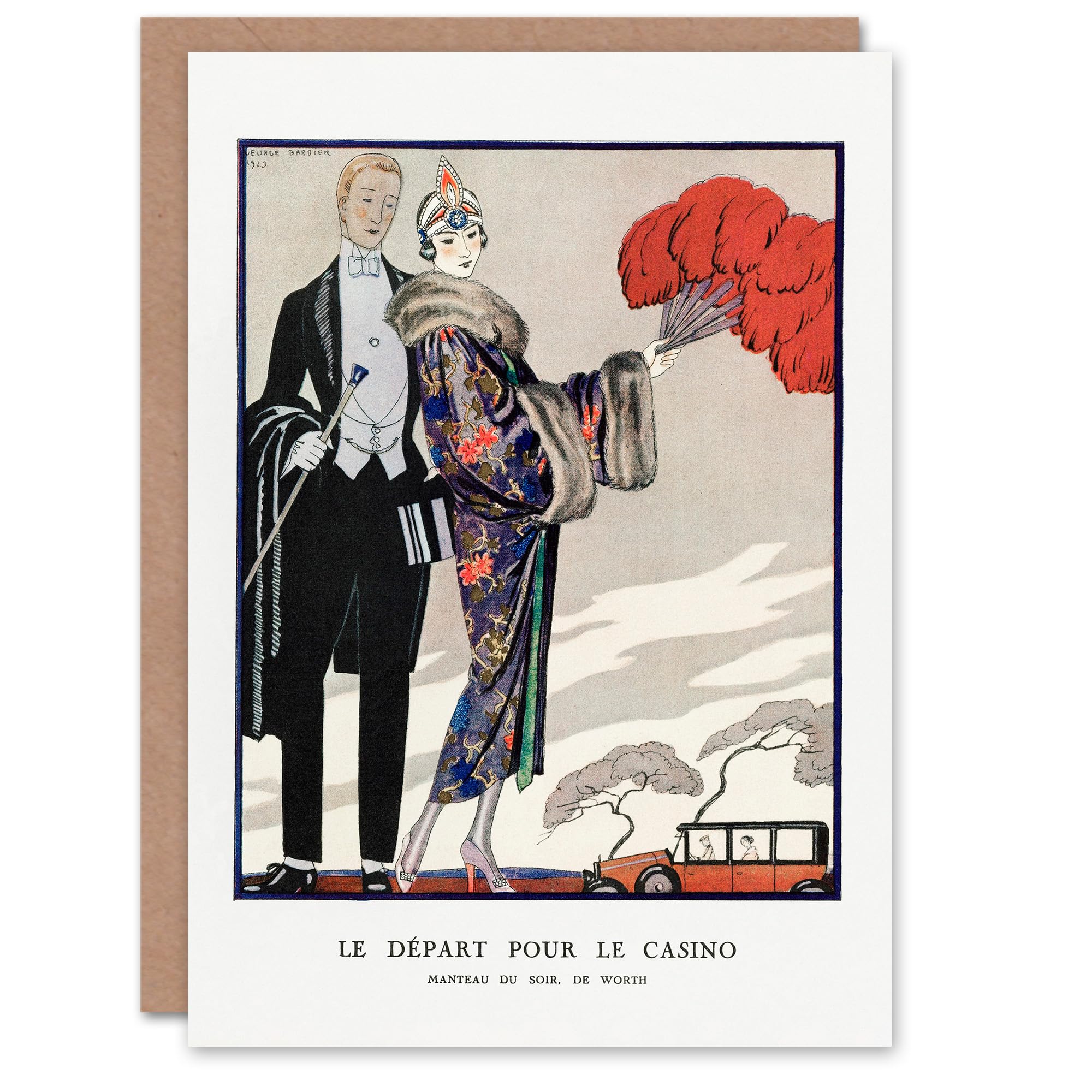 Artery8 George Barbier Art Card Leaving for the Casino Vintage Fashion