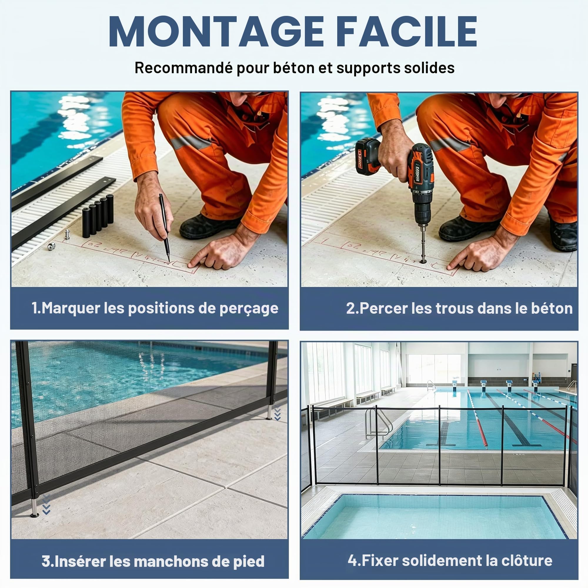 LZQ Clôture de piscine pour enfants, clôture de sécurité, piscine, clôture de protection, clôture de jardin amovible, protection de piscine, clôture anti-poussière, protection contre les regards