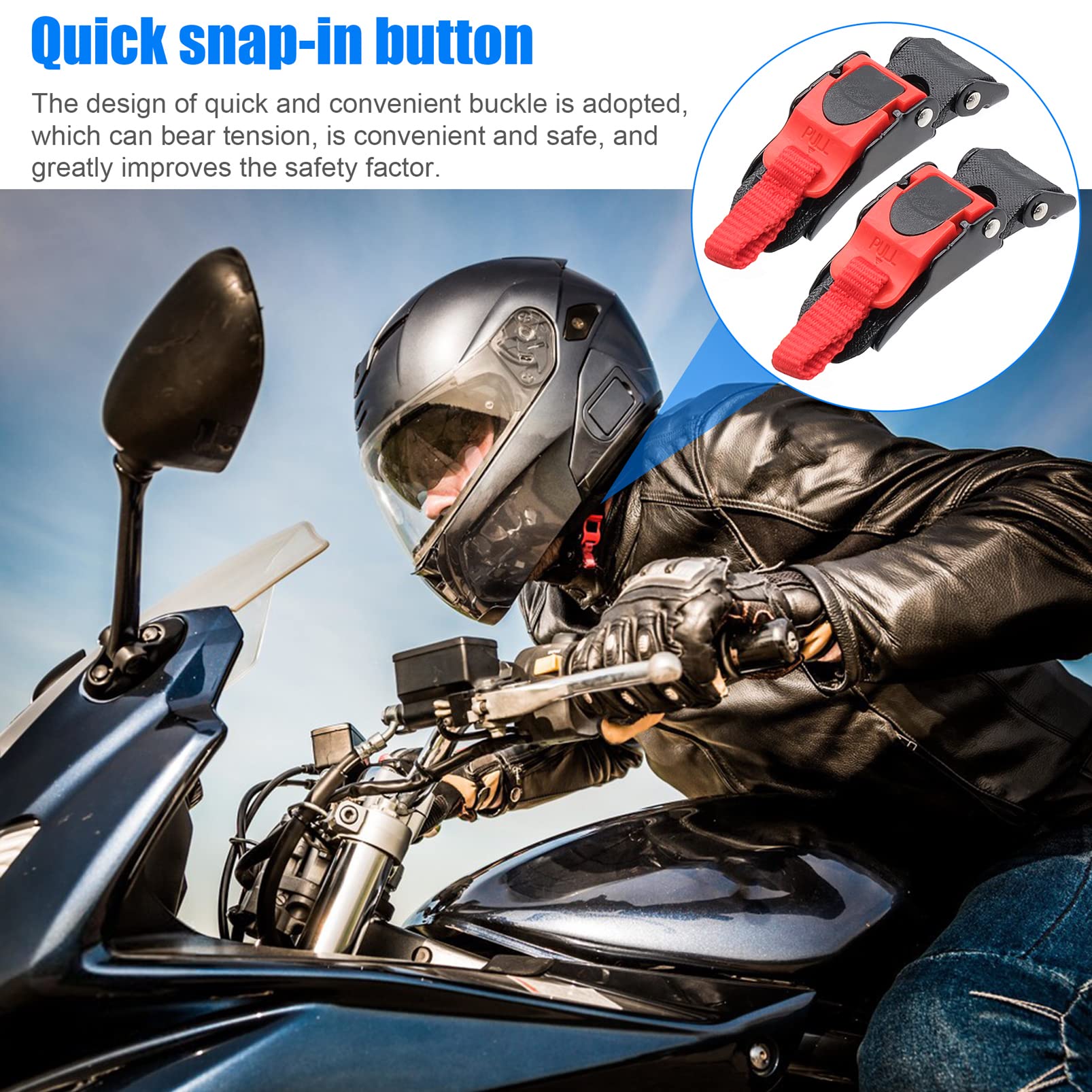 Boucle De Sangle De Casque Moto à Dégagement Rapide - Réglable 9 Positions - Plastique Renforcé Noir Et Rouge - 10