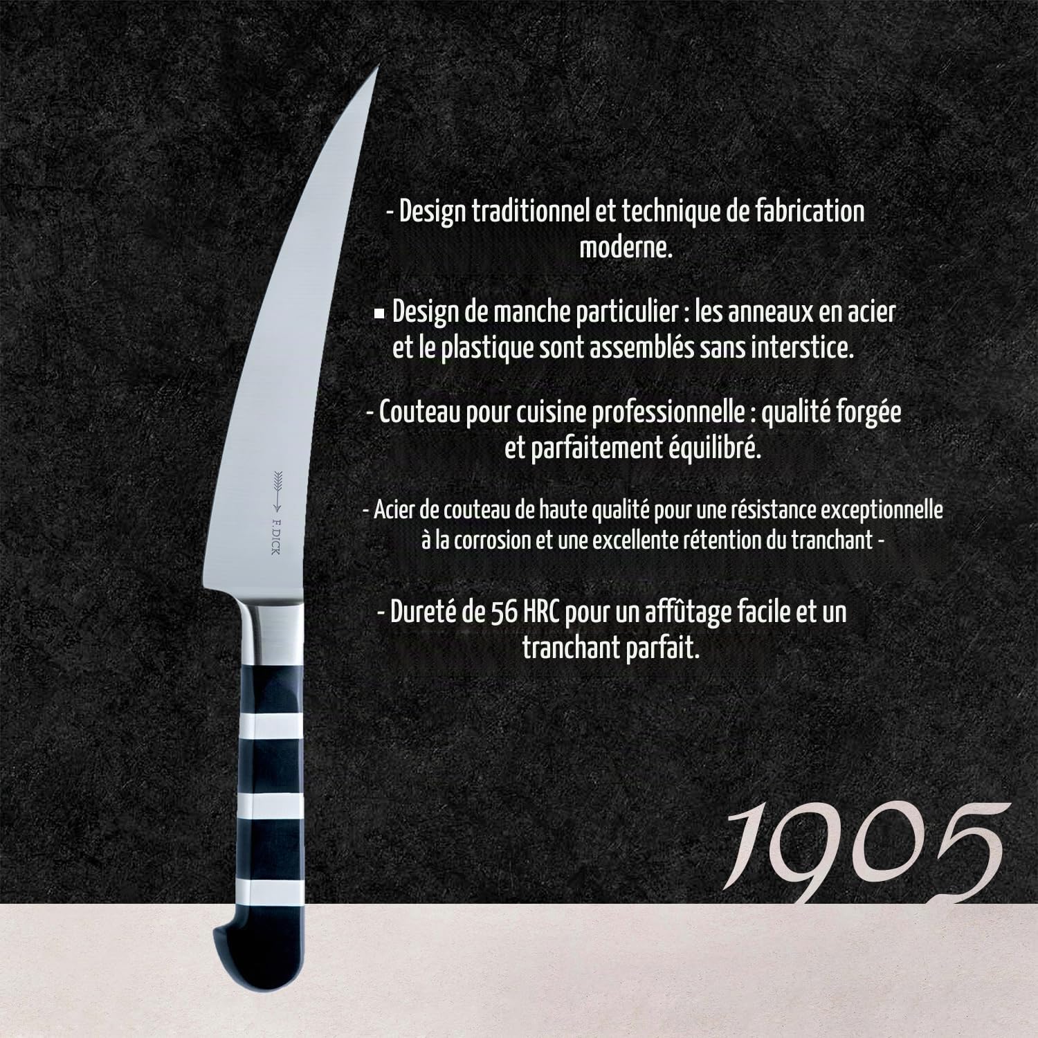 Dick couteau à découper Couteaux gl203 1905, 18 cm, noir