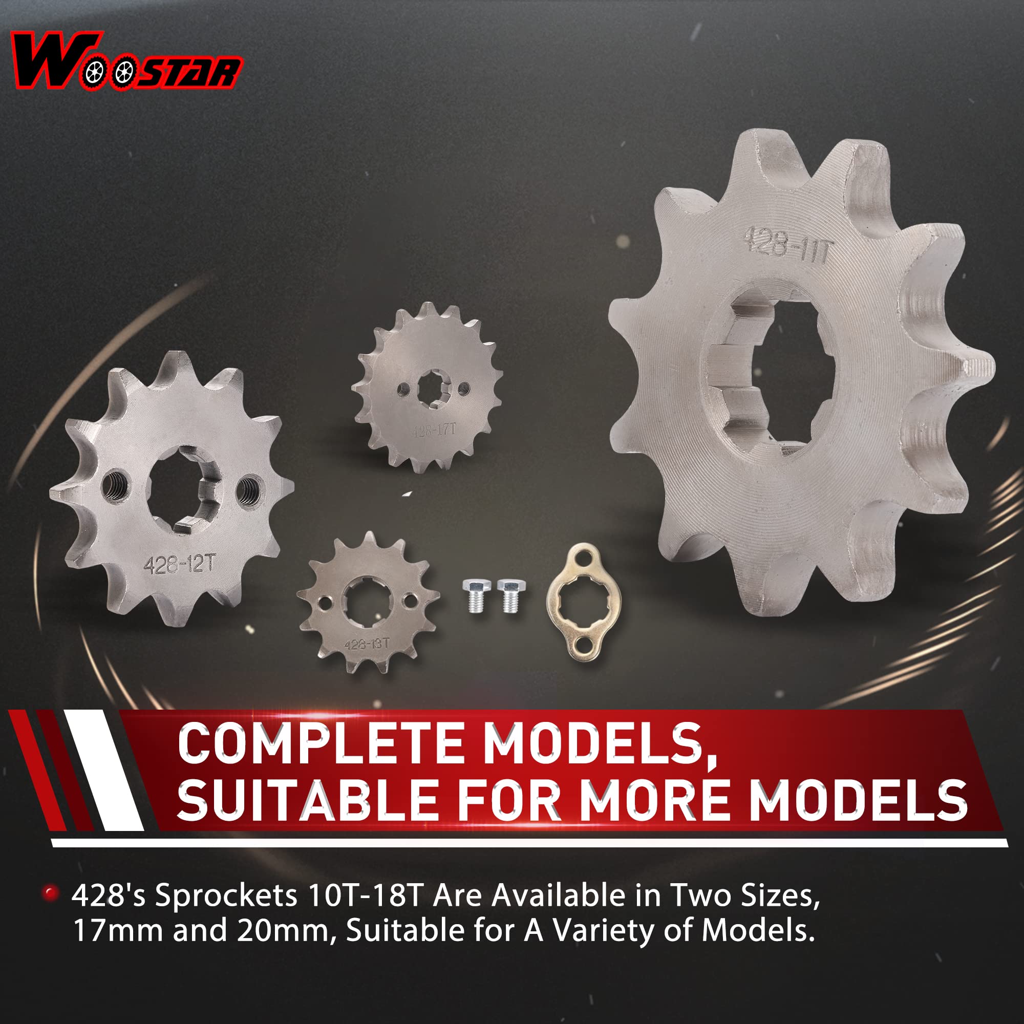 Mini Moto 50cc Pignon Avant Moto 428-14T Mtanlo - 17mm Alésage - Acier Inox - Compatible 50cc à 125cc Dirt Pit Bike Pignon Avant 17mm Dirt Bike