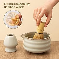 Vista 4 de Juego de 5 batidores de matcha para principiantes, cuenco de cerámica y batidor de bambú, accesorios japoneses de matcha, kit tradicional