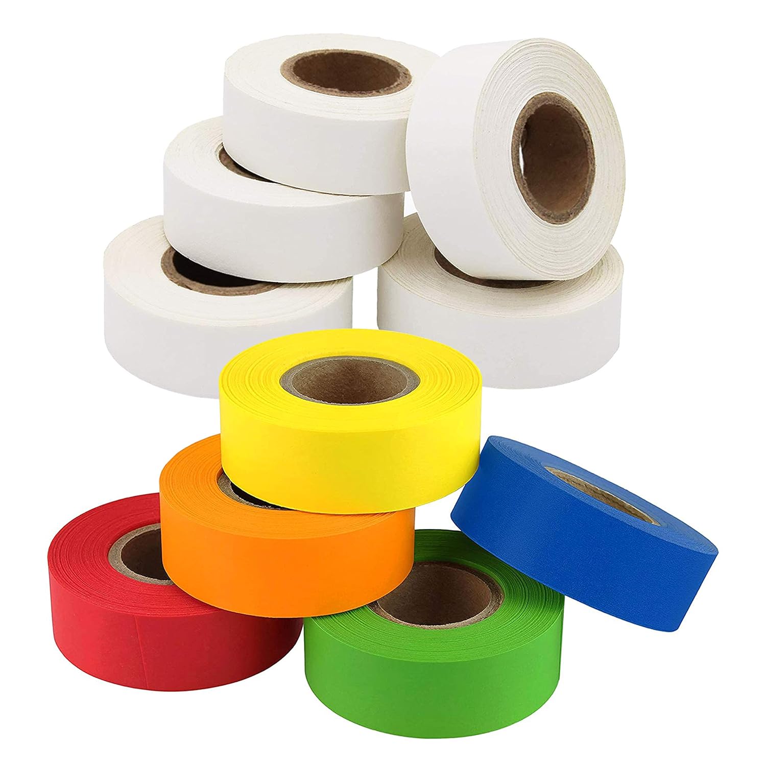 ChromaLabel 3/4 Inch Color Code Labeling Tape Value Packs, White and Multicolor, 10 Rolls, 500/Roll