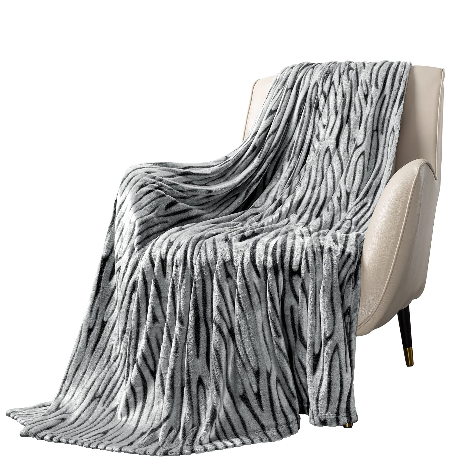 MACEVIAFleece Throw Blanket for Couch Fuzzy Giraffe Decor 3D Zebra Print Blanket Lightweight Cozy Comfy Super Soft Black and White Blanket for Bed,Sofa 260GSM (Black Zebra,50x60inches)