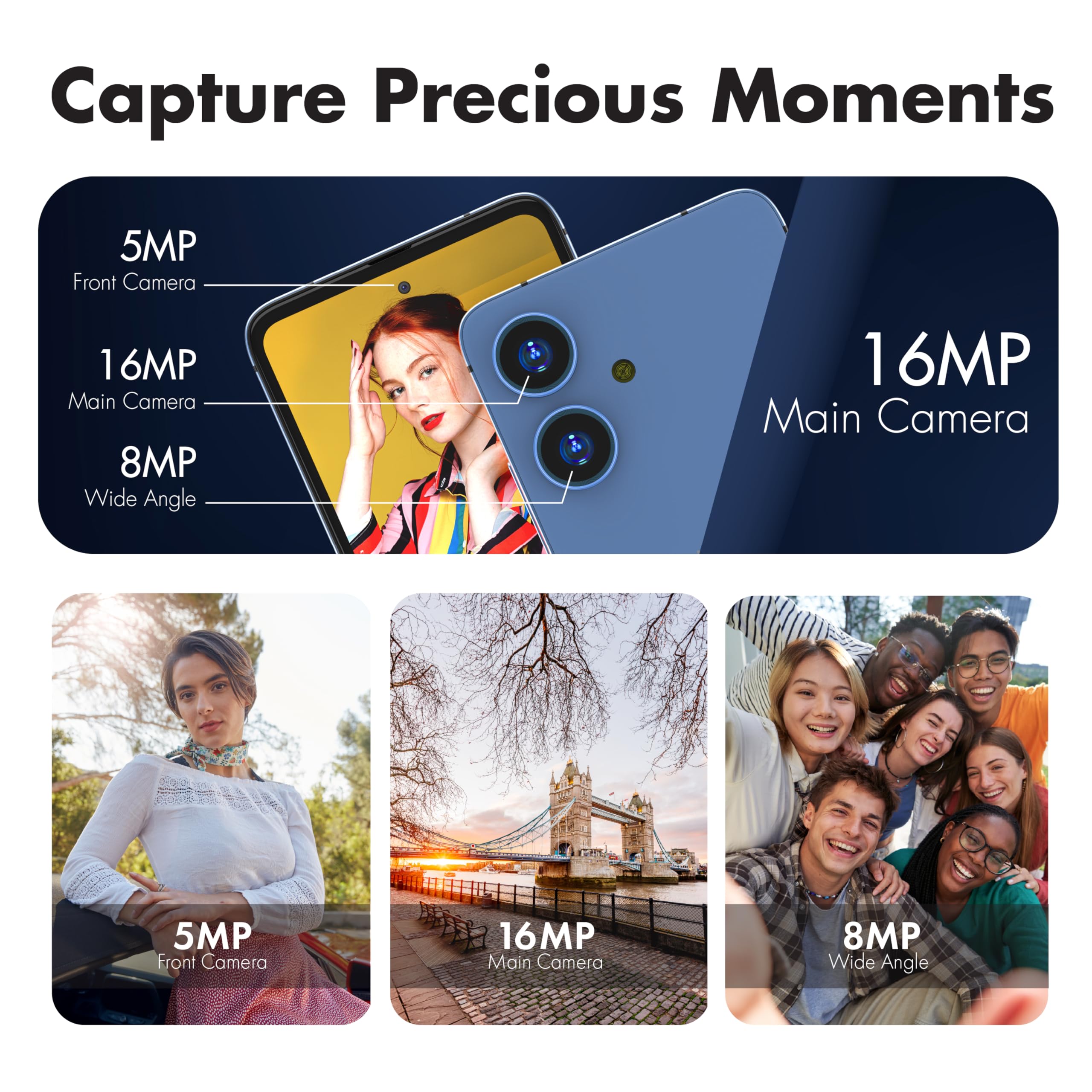 N20 Basic Cell Phone, Wide-Angle Camera,12GB RAM+128GB Storage, 6.6" 90Hz HD+ Display, Dual SIM 4G, Octa-Core, Android 14, Unlocked,1 Year US Warranty (Pink)