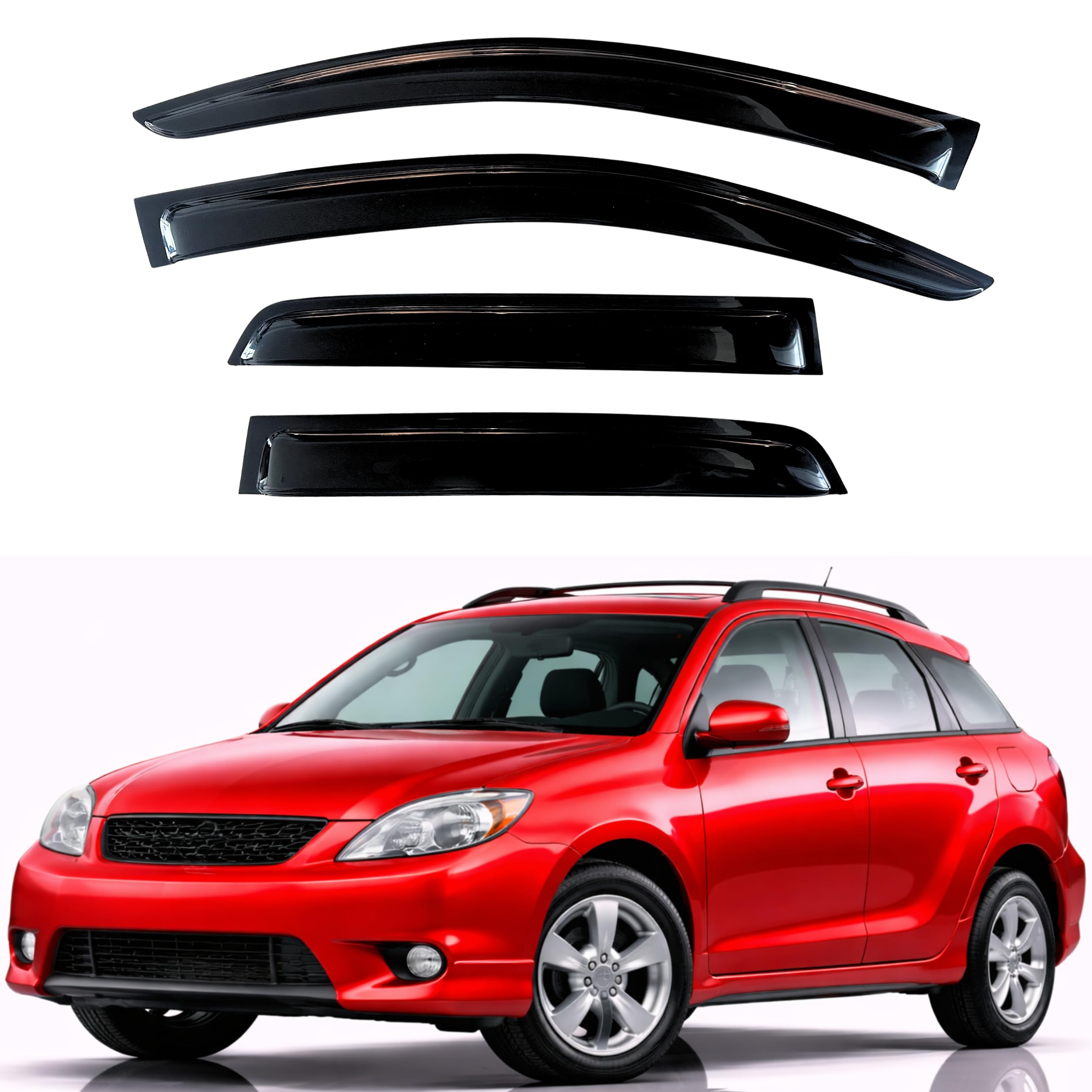 KPY Rain Guards Fit for 2003-2008 Toyota Matrix, Out-Channel Window Visors Vent Wind Deflectors 4PC, Car Accessories for 2003-2008 Pontiac Vibe