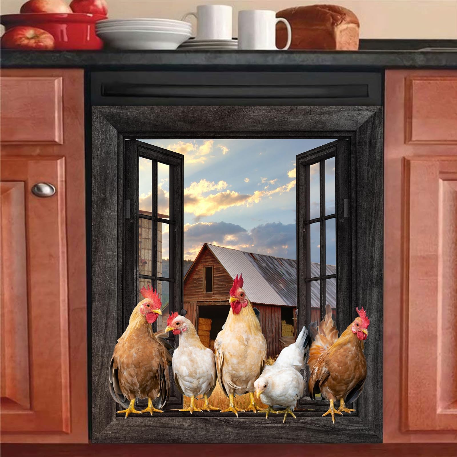 Farm Chicken Dishwasher Cover Decorative