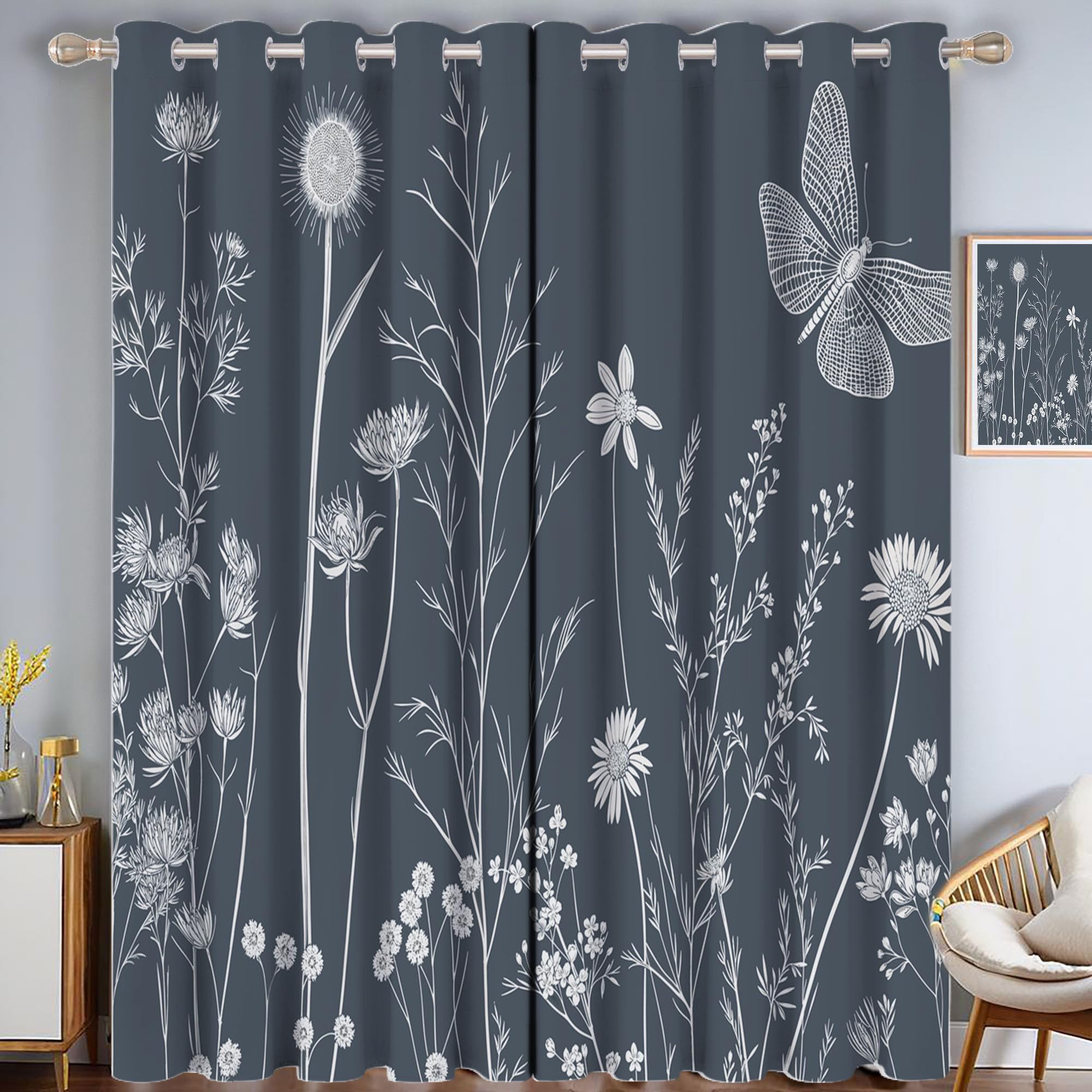 Rideau thermique occultant double face isolant 140x260 cm motif vintage