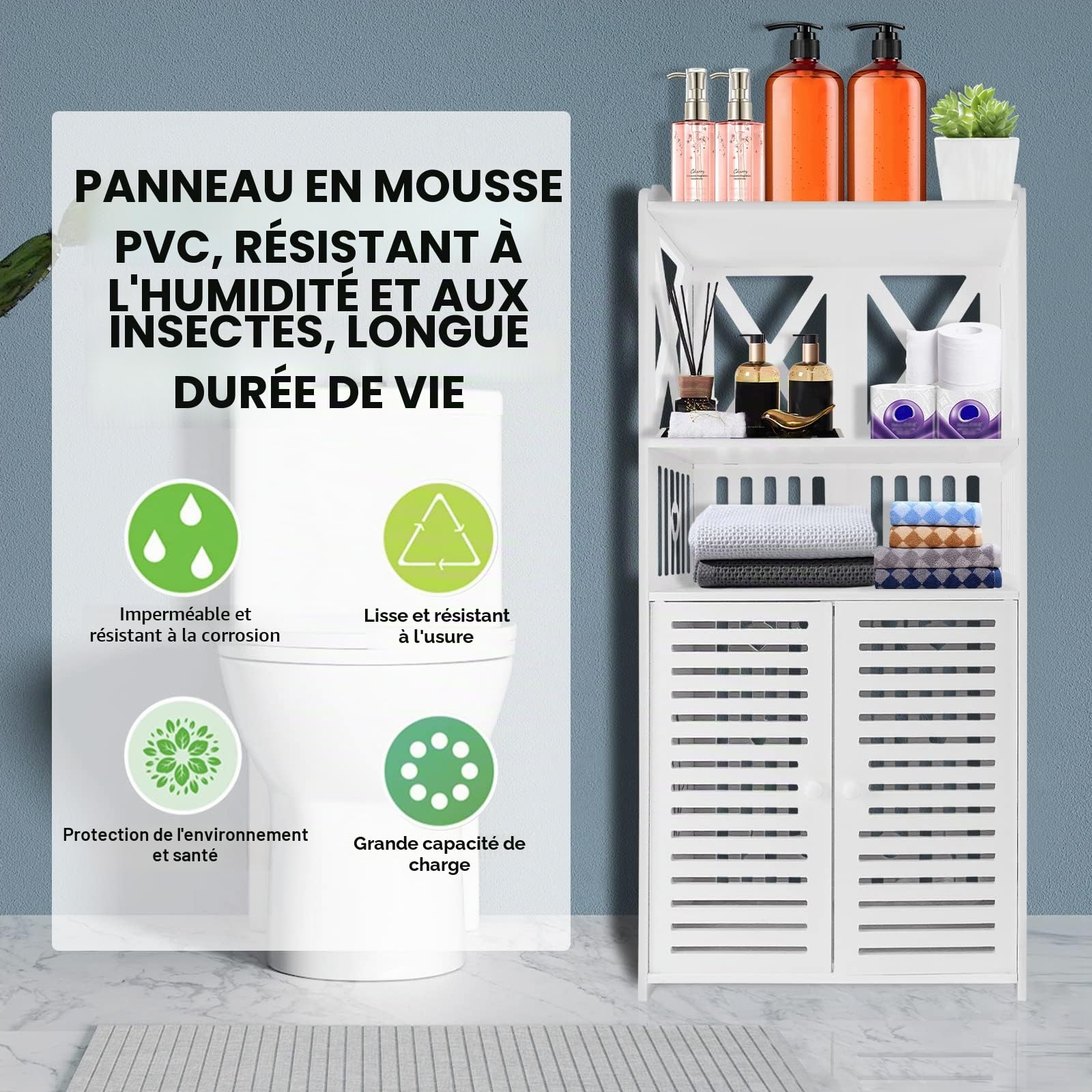 90 x 40 x 25 cm - Meuble de rangement pour salle de bain, salon, chambre à coucher, couloir
