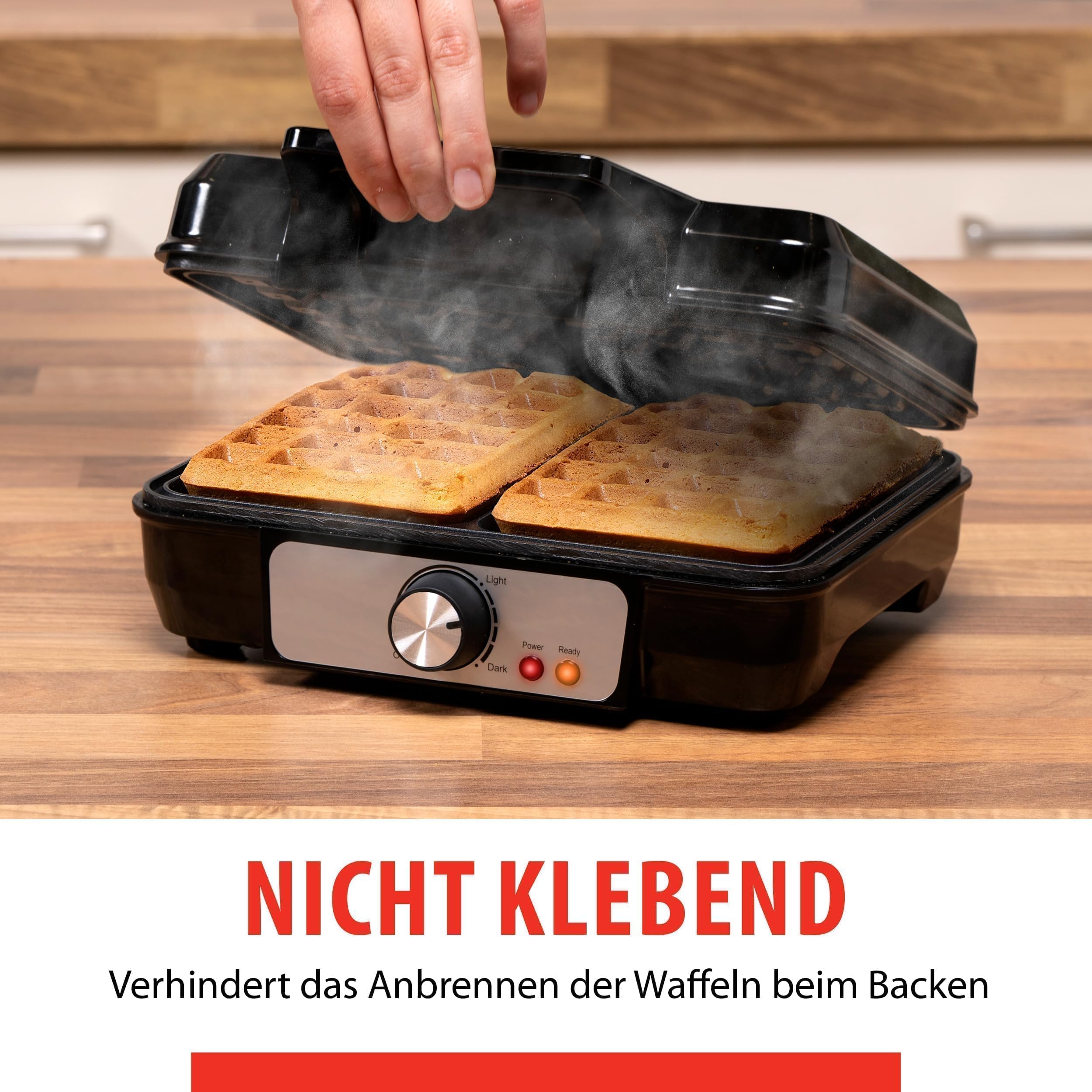 alpina Gofrera - Gofres Bruselas - Recubrimiento antiadherente - 2 Waffles - 1000 W - Negro