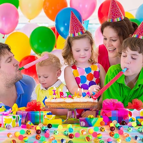 Miniatura 5 de Pllieay 50 bolas inflables coloridas a granel, bolas inflables de patrón mixto para recuerdos de fiesta de niños, premios, regalo de cumpleaños