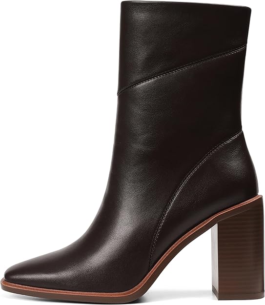 Amazon.com | Lovee Cosee Black Leather Ankle Boots for Women 2025 Booties for Women Chunky Block Heel Square Toe Heeled Boots Comfort Casual Dress Fall Winter for Party Office Date Night Outfit Size 9 | Ankle & Bootie
