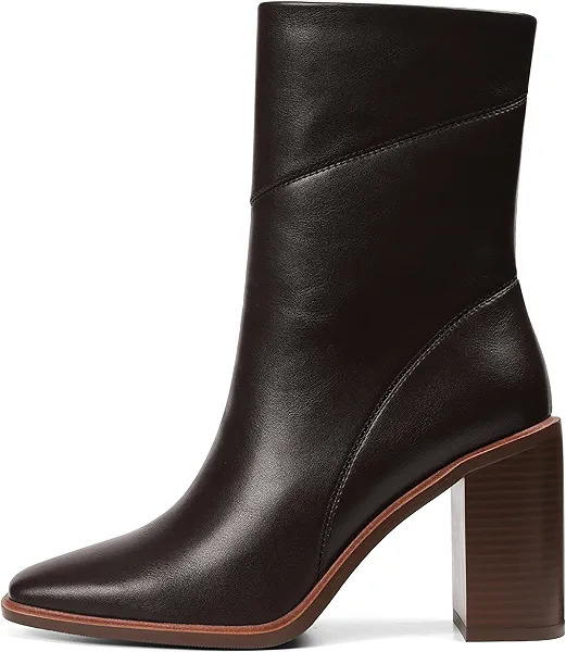 Lovee Cosee Women's Ankle Boots 2025 Chunky Heel Square Toe Side Zipper Booties with Unique Seam Detailing Casual Dress Fall Winter Boots for Party Office Date Night Outfit