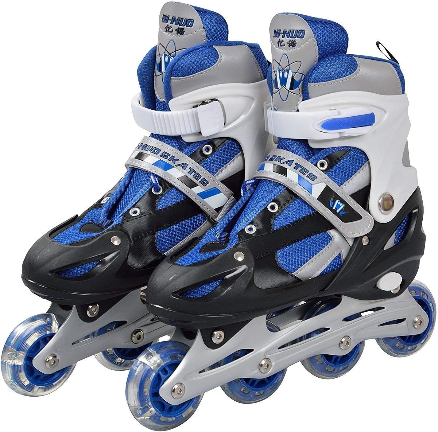 Inline Size Adjustable Skates for Kids, Pu Wheels with Led Light, Aluminium Frame, Roller Skating Shoes for Age 6-15 Years Boys & Girls (4 Wheel Blue)