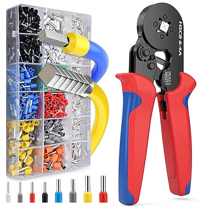 Bonzella Wire Crimping Tool Kit, Ferrule Crimping Tool, Self Adjusting Square Electrician Wire Crimper Plier for AWG23-7 with 1200pcs Ferrule Wire Copper Crimp Connector & Crimper Plier,0.25-10mm�