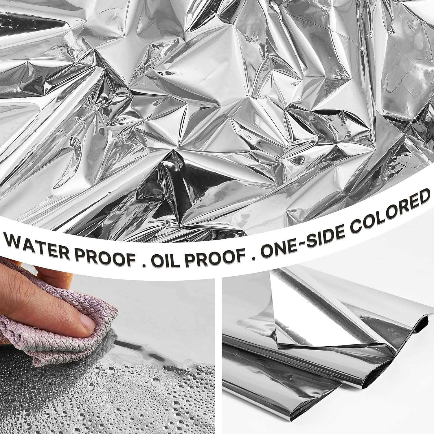 PartyWoo Silver Foil Table Cover 3pcs 54 X 108 Inch Rectangle Tablecloth