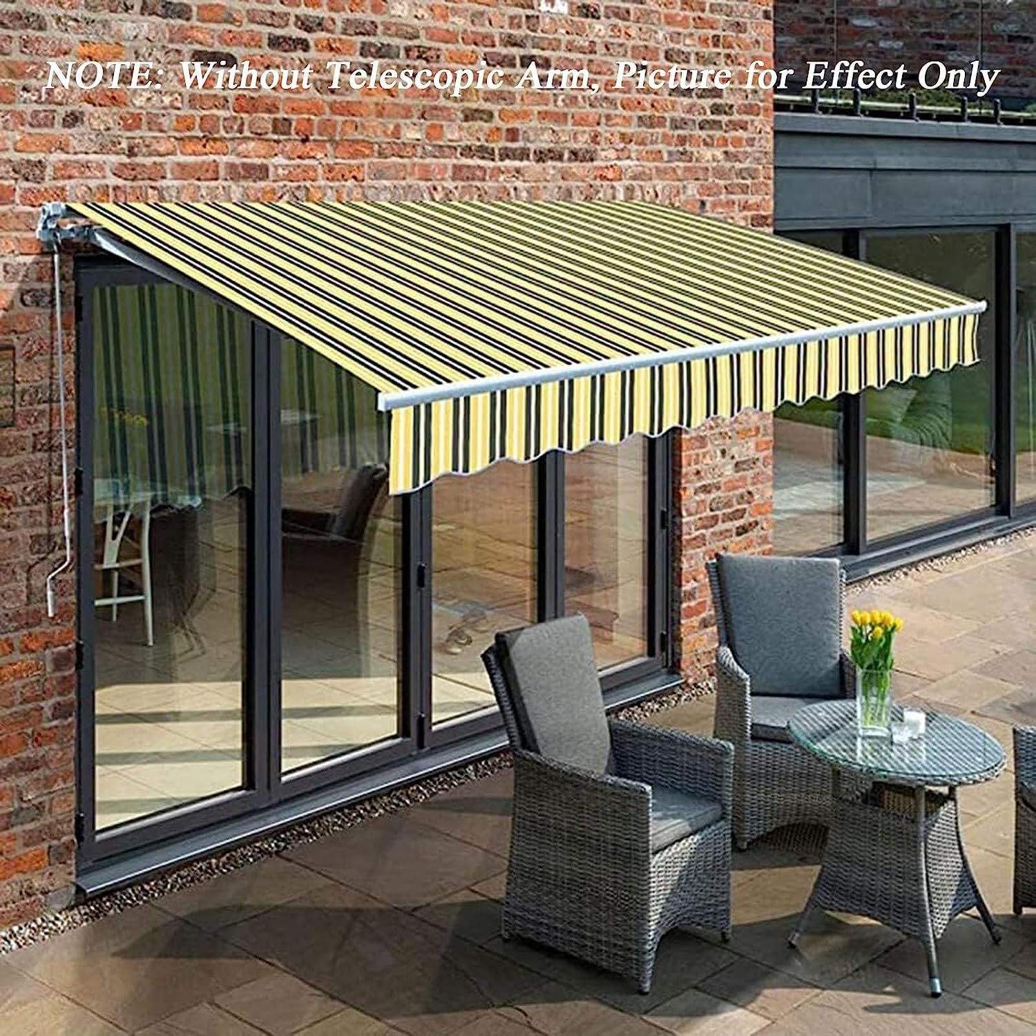 Générique Toile De Rechange Store Banne, Tissu De Remplacement pour Auvent, Toile D'Auvent Tissu De Rechange pour Store Banne, Extérieur Tissu Remplacement pour Auvent Anthracite(Yellow Stripes,3x2m)