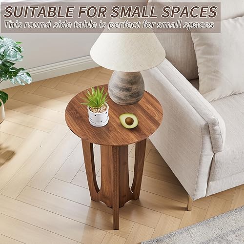 Miniatura 6 de Juego de 2 mesas auxiliares redondas modernas de mediados de siglo con patas curvas, mesas auxiliares pequeñas para sala de estar, dormitorio