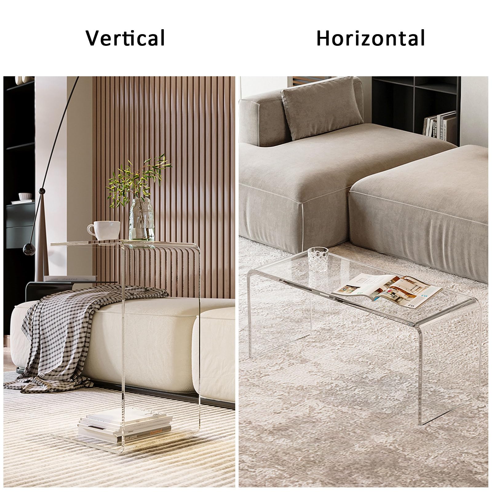 Table D'Appoint En Acrylique Transparent Nordique - Table Basse Canapé Minimaliste, Style Luxe Léger Pour Petits Espaces
