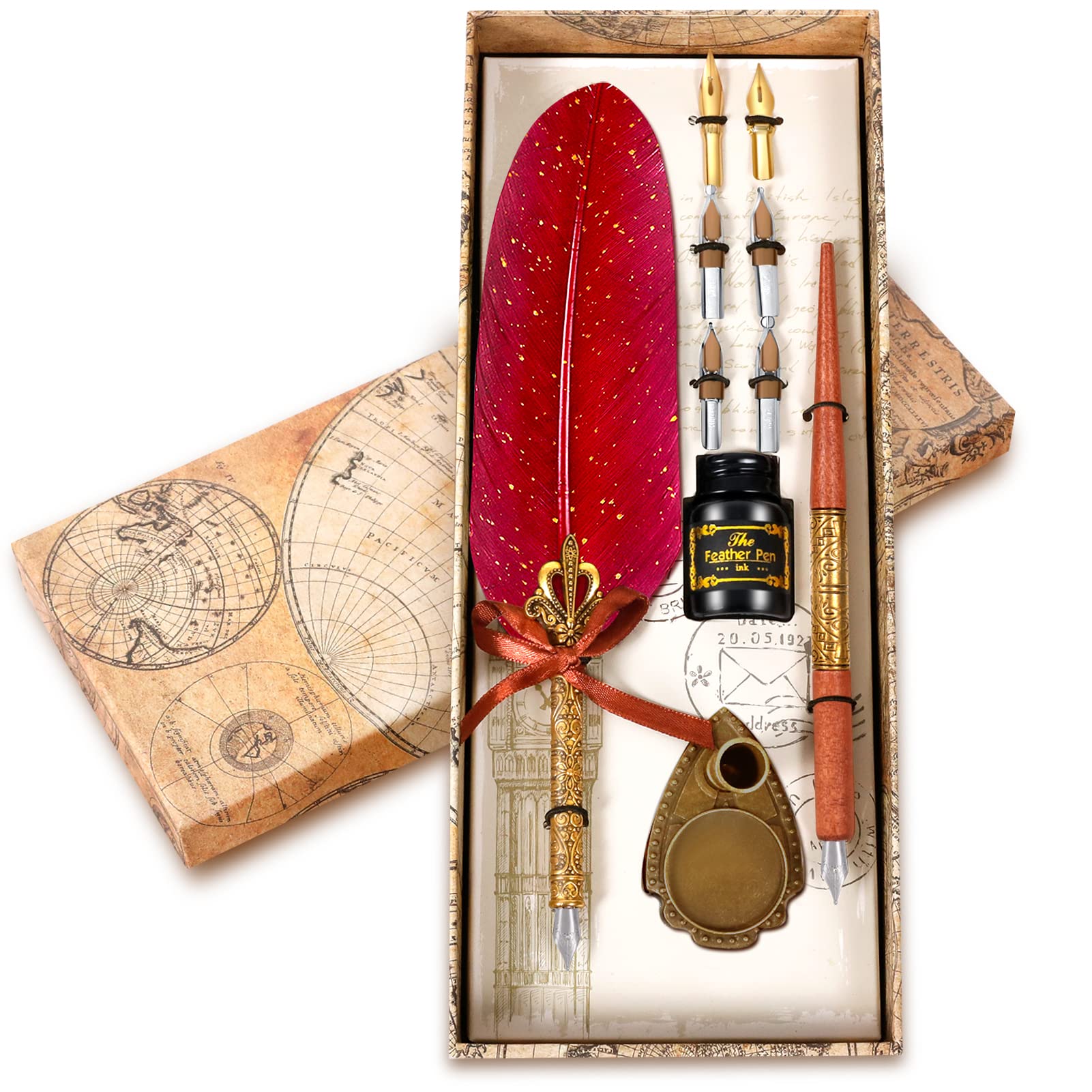 MPRINCE Quill Pen and Ink Set,Fountain Dip Pen and Ink Set,Calligraphy Pen Set,Calligraphy Pen for Writing