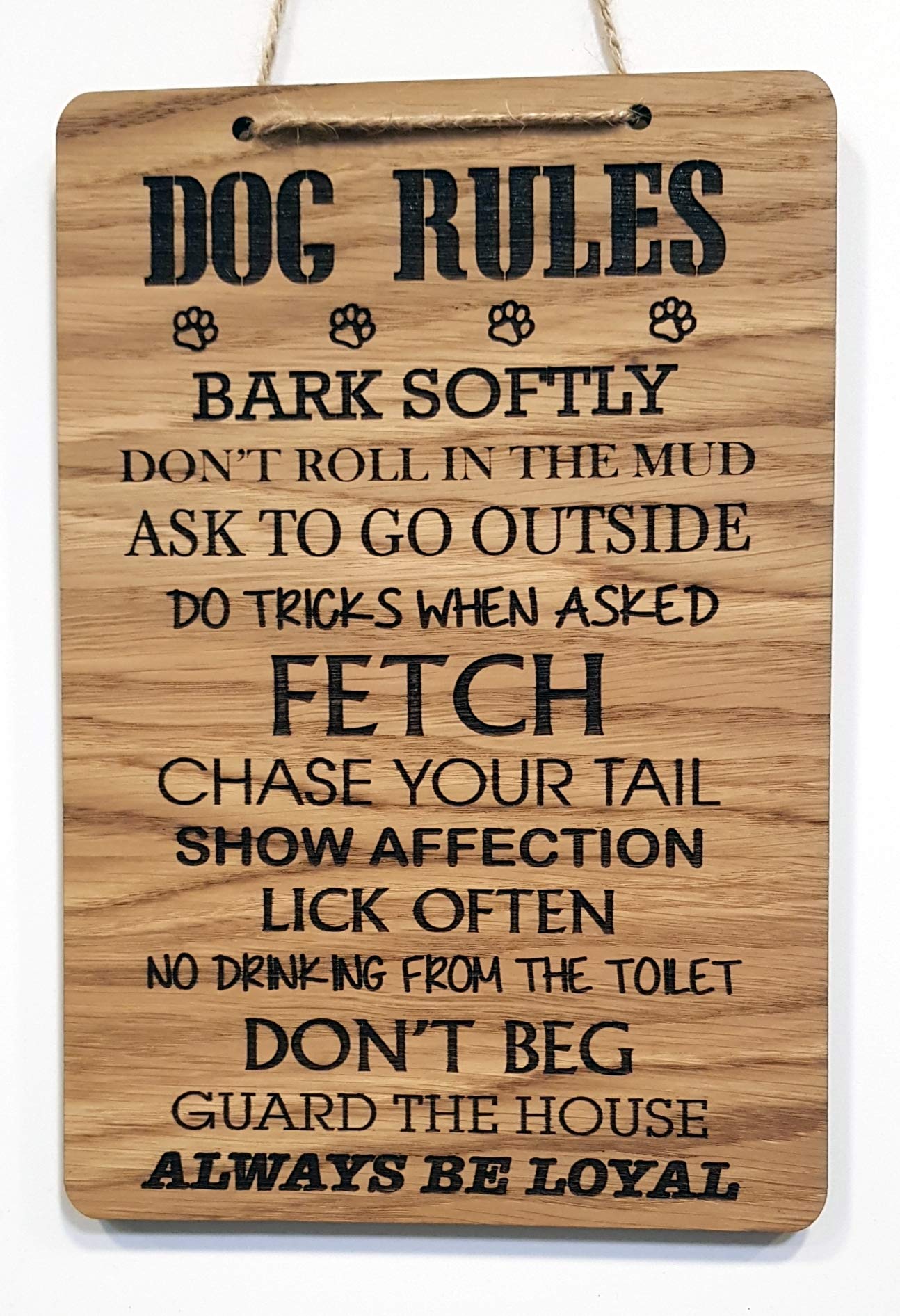 Charlie & Jane Dog rules Wall Hanging wooden house Sign plaque gift laser engraved hand made