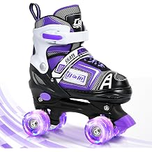 Adjustable Quad Skates for Kids, Teens, and Adults Light-Up Wheels Comfortable Fit, Secure Closure, Indoor and Outdoor Roller Skates for Boys and Girls