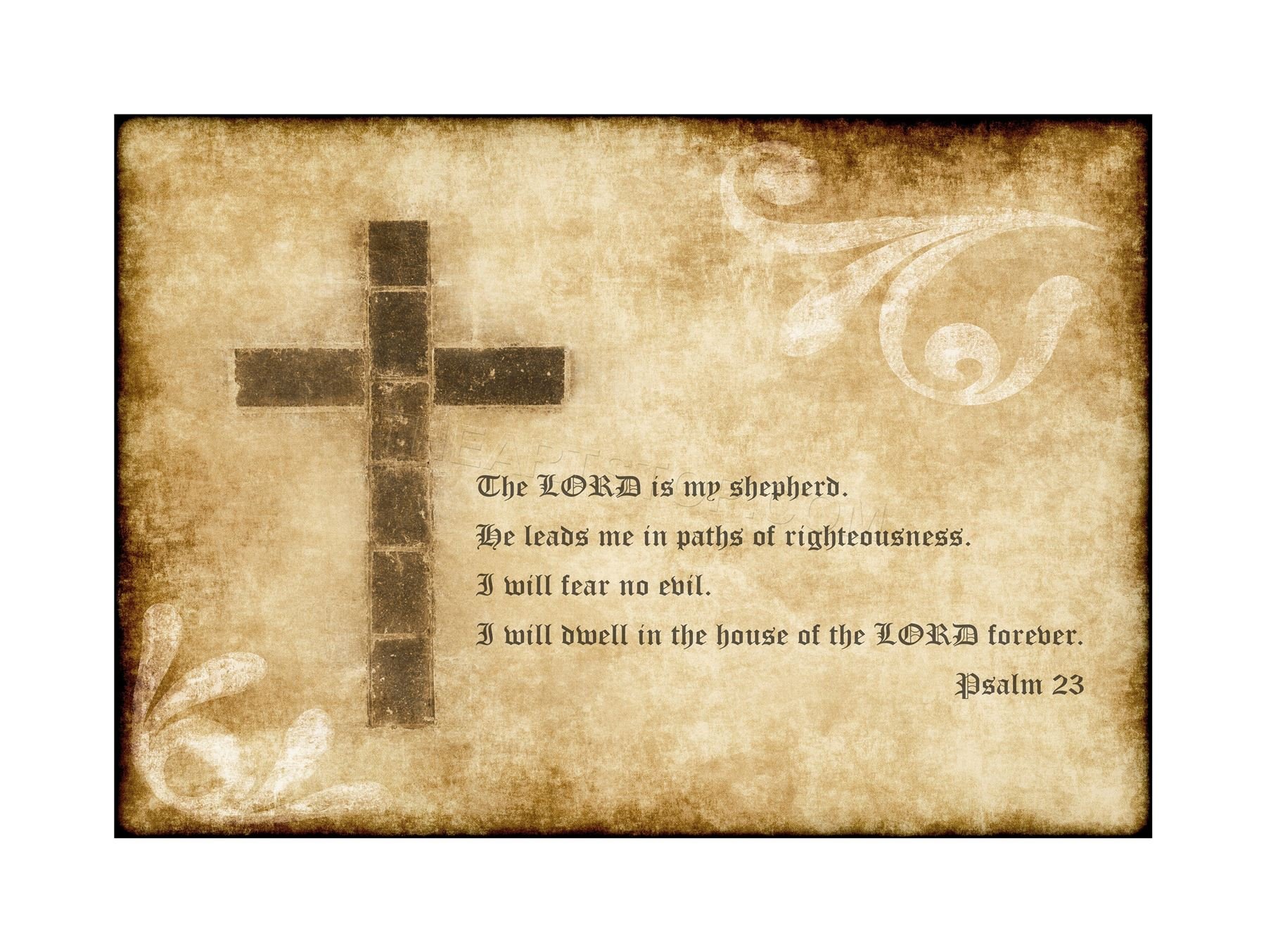 Wee Blue Coo Quote Psalm 23 Lord Shepherd Cross Religion Christian Wall Art Print