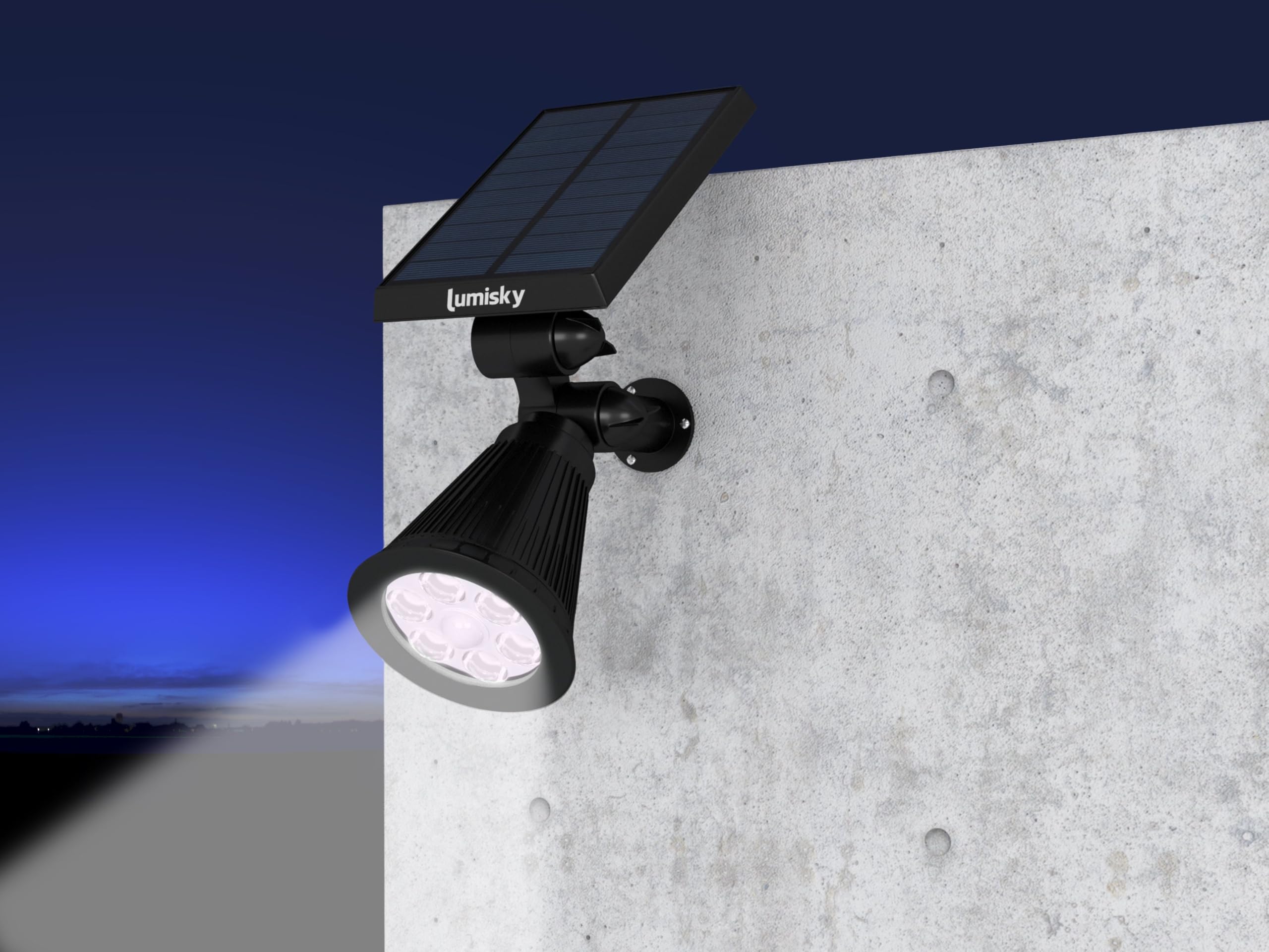 Lumisky SpIKY - Set di 4 faretti solari 2 in 1 da cucire o da fissare con potente luce dimmerabile LED bianco H42 cm