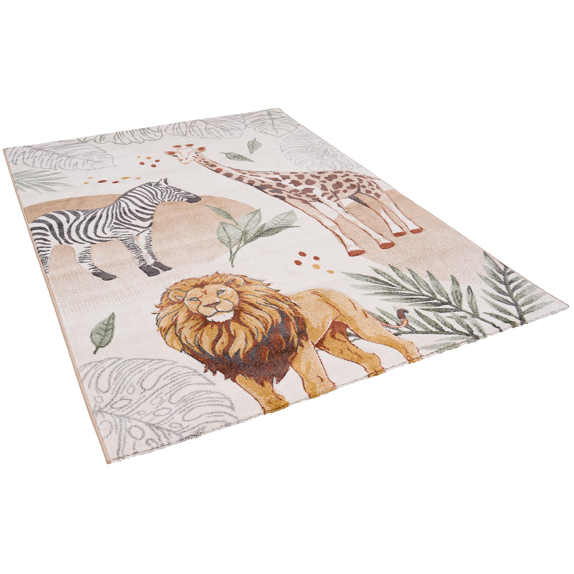 Pergamon Tapis Enfant Maui Kids Dinosaures Vert Bleu - Tapis Doux de Jeu avec Motifs de Dinosaures pour Chambre d'enfant et Salle de Jeux, Facile à Nettoyer et Couleurs Vives