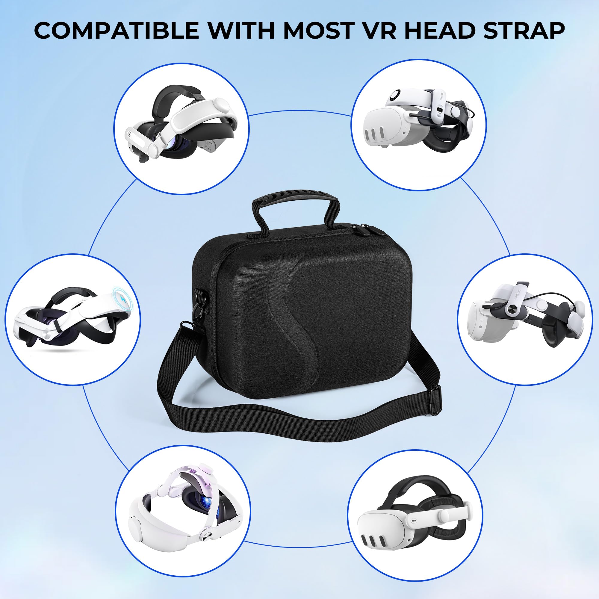 Custodia da trasporto per Meta Quest 3, custodia da viaggio compatibile con design kiwi per BOBOVR M3 cinturino per batteria, controller e altri accessori, custodia rigida portatile per Oculus Quest 3