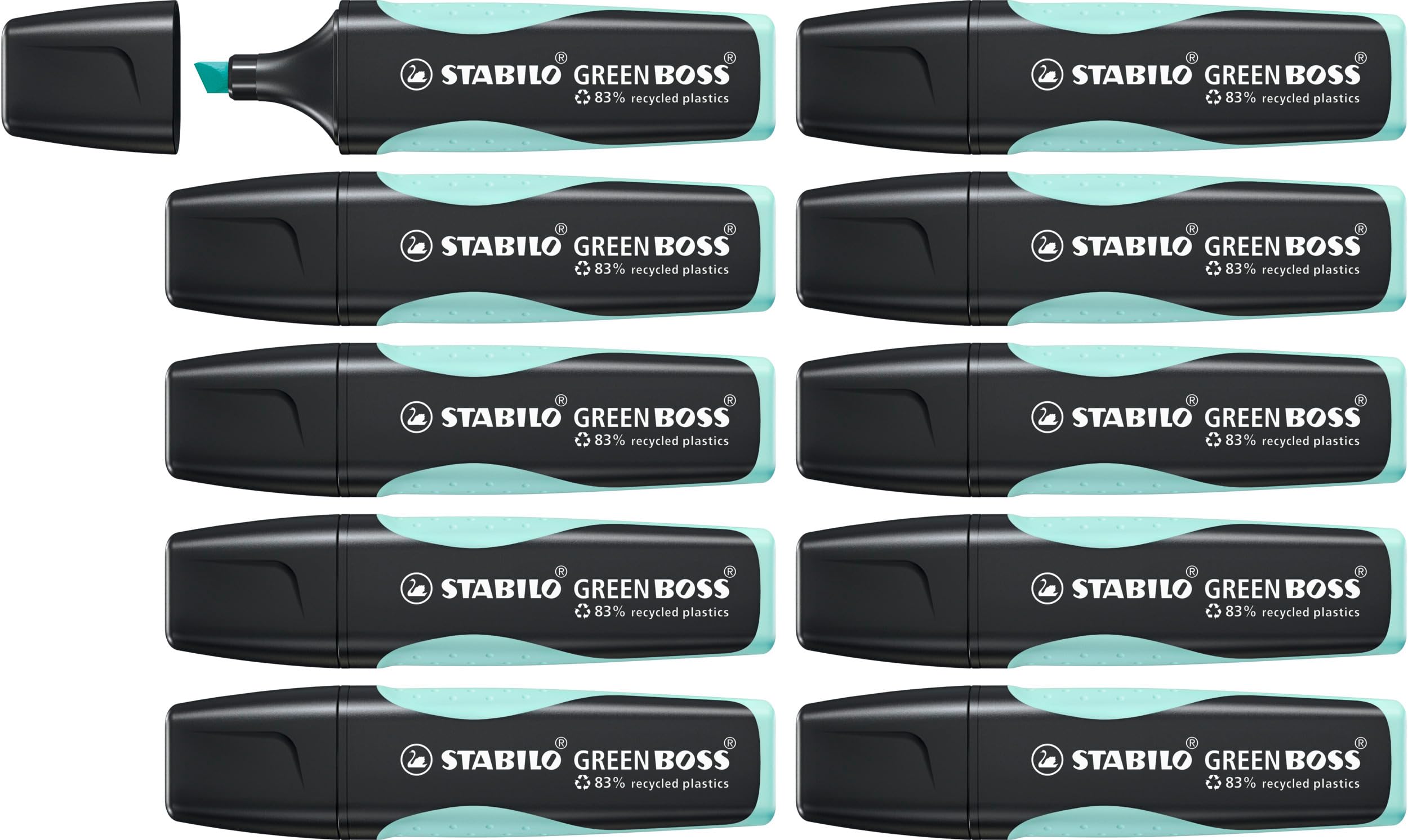 STABILO GREEN BOSS Pastel - Highlighter - Pack of 10 - Touch of Turquoise