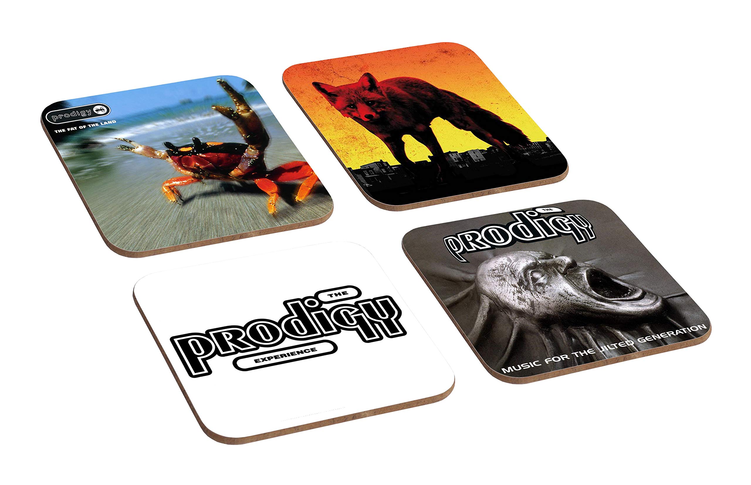 Mugmart Multicolor Prodigy Keith Flint Album Artwork 4 Piece Wooden Coaster Set
