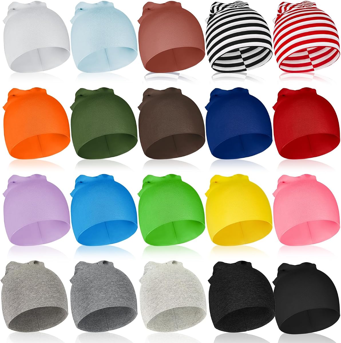 20 piezas de gorros de bebé de algodón suave para recién nacidos y niñas de 6 a 24 meses | Gorros unisex para bebés, calidez, gorras de algodón transpirables suaves, paquete de variedades multicolor, ajuste cómodo y ceñido