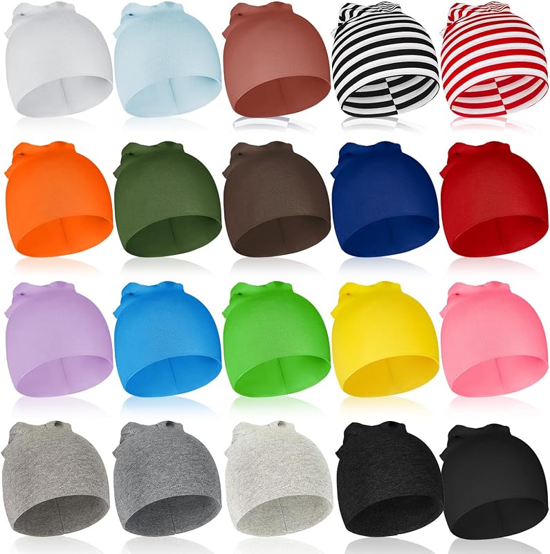 20 Pcs Baby Beanie Hats Soft Cotton Newborn Boys Girls 6-24 Months | Unisex Beanies for Infants, Warmth, Soft Breathable Cotton Caps, Multicolor Variety Pack, Snug Comfortable Fit